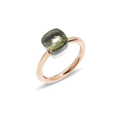 18K ROSE AND WHITE GOLD PRASIOLITE NUDO RING - Tapper's Jewelry 