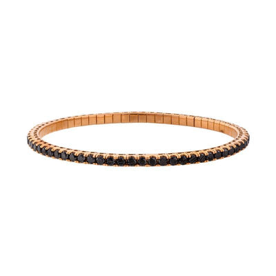 68 Round Black Diamond 18K Rose Gold Stretch Bracelet