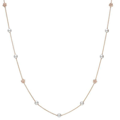 18K Rose Gold Pearl and Diamond Cherry Blossom Necklace