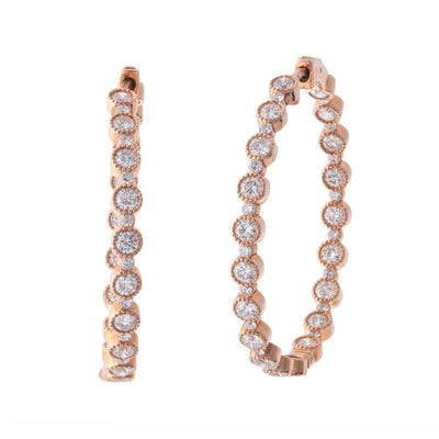 18K ROSE GOLD DIAMON HOOP EARRINGS - Tapper's Jewelry 