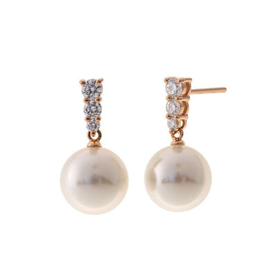 18K ROSE GOLD DIAMOND AND PEARL EARRINGS - Tapper's Jewelry 
