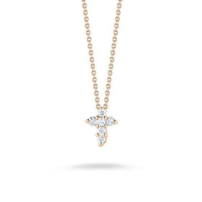18K ROSE GOLD DIAMOND CROSS NECKLACE - Tapper's Jewelry 