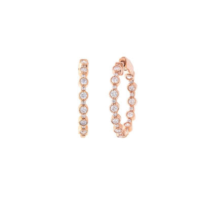 18K ROSE GOLD DIAMOND HOOP EARRINGS - Tapper's Jewelry 