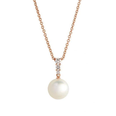 18K ROSE GOLD DIAMOND PEARL NECKLACE - Tapper's Jewelry 