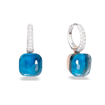 18K ROSE GOLD NUDO BLUE TOPAZ AND DIAMOND EARRINGS - Tapper's Jewelry 