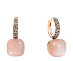 18K ROSE GOLD NUDO MOONSTONE AND BROWN DIAMOND EARRINGS - Tapper's Jewelry 