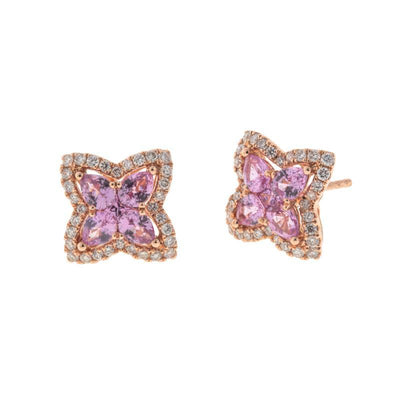 18K ROSE GOLD PINK SAPPHIRE AND DIAMOND EARRINGS - Tapper's Jewelry 