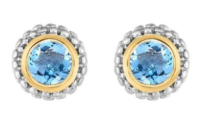 18K Sterling Silver/Yellow Blue Topaz Earrings - Tapper's Jewelry 
