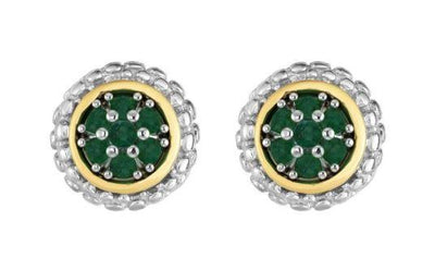 18K Sterling Silver/Yellow Emerald Earrings
