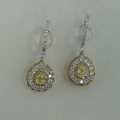18K Two-Tone Diamond and Diamond  and Diamond Earrings