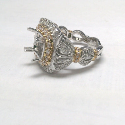 18K Two-Tone Diamond and Diamond  Ring Mounting - Tapper's Jewelry 