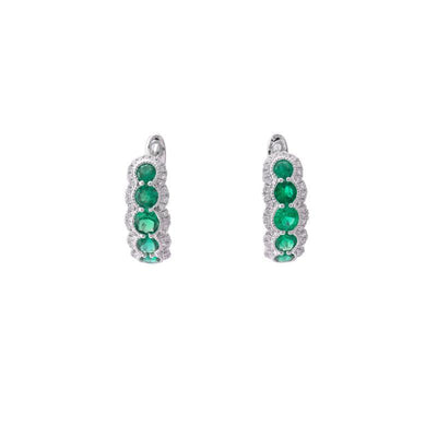 18K WHIE GOLD EMERALD AND DIAMOND EARRINGS - Tapper's Jewelry 