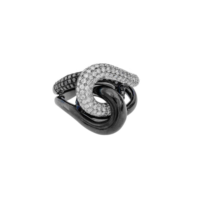 18K White Gold Black Diamond and Diamond  Ring - Tapper's Jewelry 