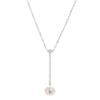 18K White Gold Cultured Pearl and Diamond  Necklace - Tapper's Jewelry 