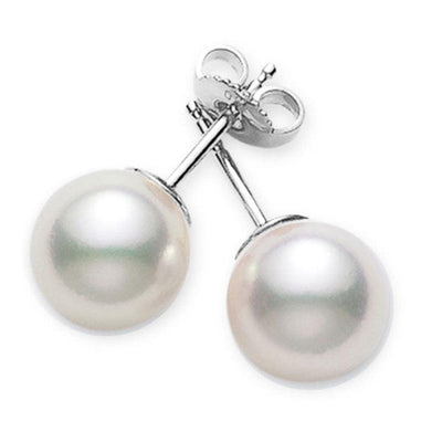 18K White Gold Cultured Pearl Earrings - Tapper's Jewelry 