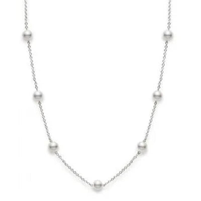 18K White Gold Cultured Pearl Necklace - Tapper's Jewelry 