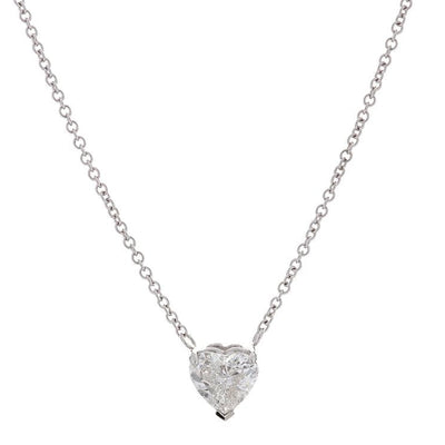 18K White Gold Diamond and 18KW HEART SOL MOUNTING  Necklace - Tapper's Jewelry 