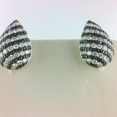 18K White Gold Diamond and Black Diamond  Earrings - Tapper's Jewelry 
