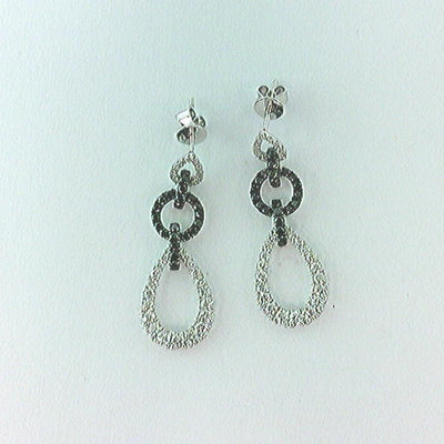 18K White Gold Diamond and Black Diamond  Earrings - Tapper's Jewelry 