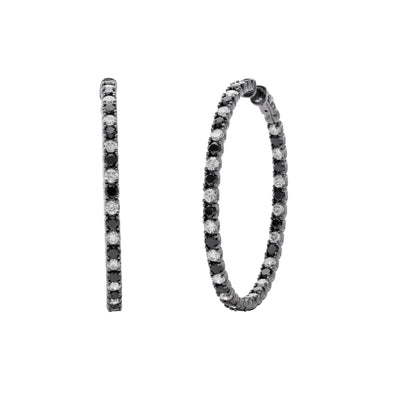 18K White Gold Diamond and Black Diamond  Earrings - Tapper's Jewelry 