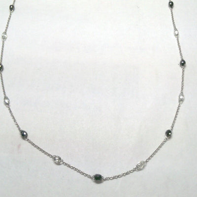 18K White Gold Diamond and Black Diamond  Necklace - Tapper's Jewelry 