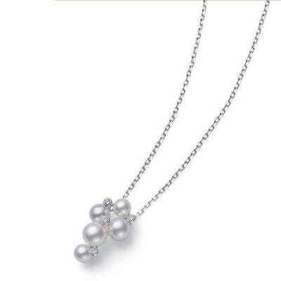 18K White Gold Diamond and Cultured Pearl  Necklace - Tapper's Jewelry 