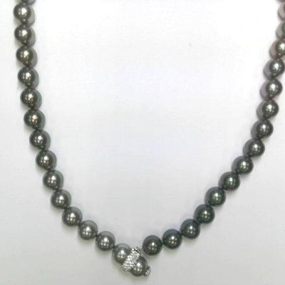 18K White Gold Diamond and Cultured Pearl  Necklace - Tapper's Jewelry 