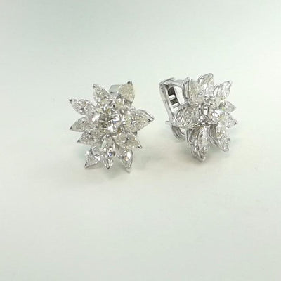 18K White Gold Diamond and Diamond  Earrings - Tapper's Jewelry 