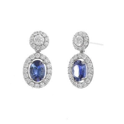 18K White Gold Diamond and Diamond  Earrings - Tapper's Jewelry 