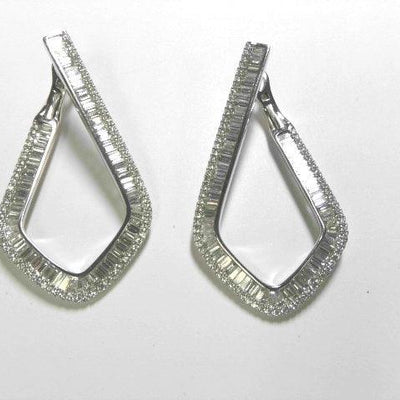 18K White Gold Diamond and Diamond  Earrings - Tapper's Jewelry 
