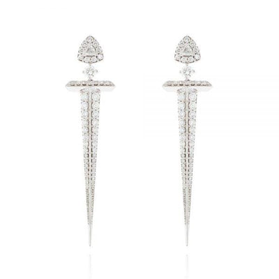 18K White Gold Diamond and Diamond  Earrings - Tapper's Jewelry 