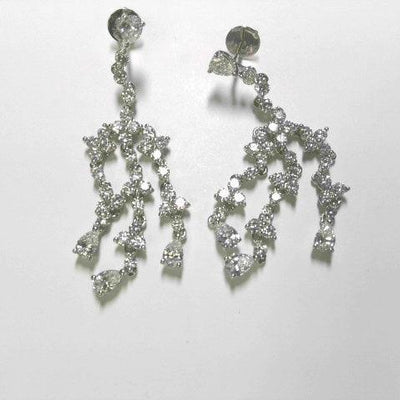 18K White Gold Diamond and Diamond  Earrings - Tapper's Jewelry 