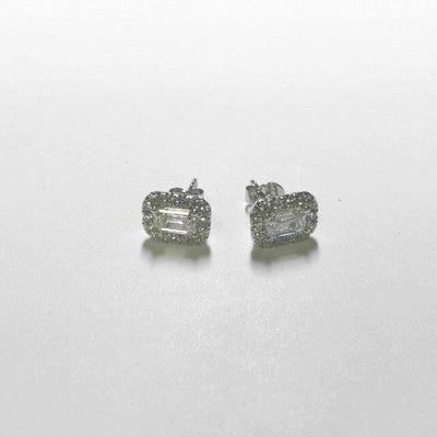 18K White Gold Diamond and Diamond  Earrings - Tapper's Jewelry 
