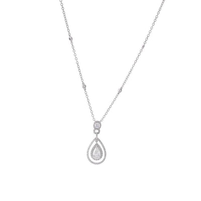 18K White Gold Diamond and Diamond  Necklace