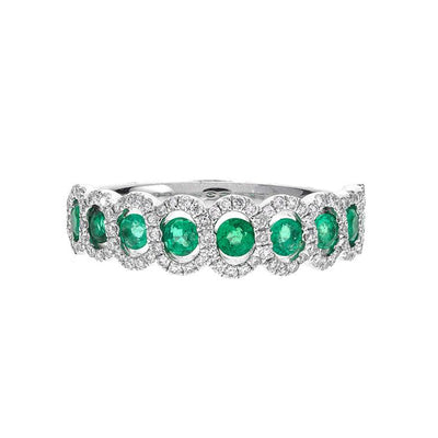 18K White Gold Diamond and Emerald  Band - Tapper's Jewelry 