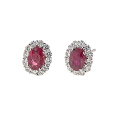 18K White Gold Diamond and Ruby  Earrings - Tapper's Jewelry 