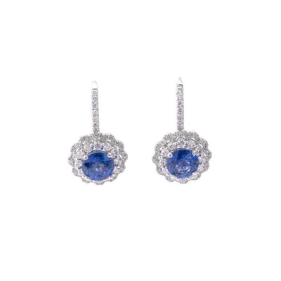 18K White Gold Diamond and Sapphire  Earrings - Tapper's Jewelry 