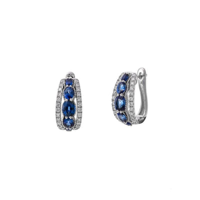 18K White Gold Diamond and Sapphire  Earrings - Tapper's Jewelry 