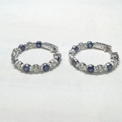 18K White Gold Diamond and Sapphire  Earrings - Tapper's Jewelry 