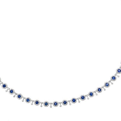 18K White Gold Diamond and Sapphire  Necklace - Tapper's Jewelry 