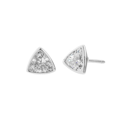 18K White Gold Trillion Diamond Stud Earrings