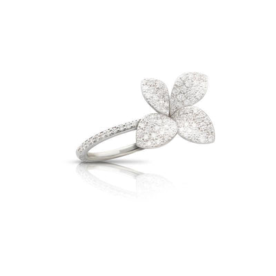18K WHITE GOLD DIAMOND FLOWER RING - Tapper's Jewelry 