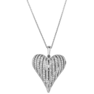 18K WHITE GOLD DIAMOND HEART NECKLACE - Tapper's Jewelry 