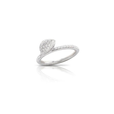 18K WHITE GOLD DIAMOND LEAF RING - Tapper's Jewelry 