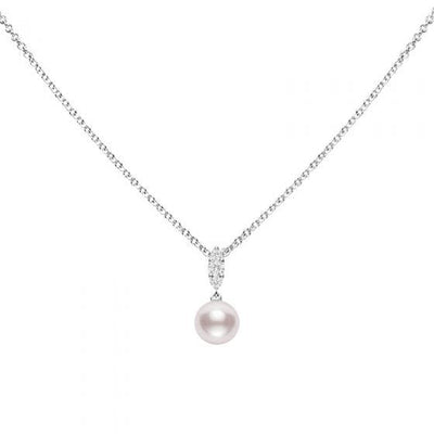 18K WHITE GOLD DIAMOND PEARL NECKLACE - Tapper's Jewelry 