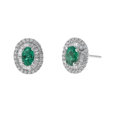 18K WHITE GOLD EMERALD AND DIAMON EARRINGS - Tapper's Jewelry 