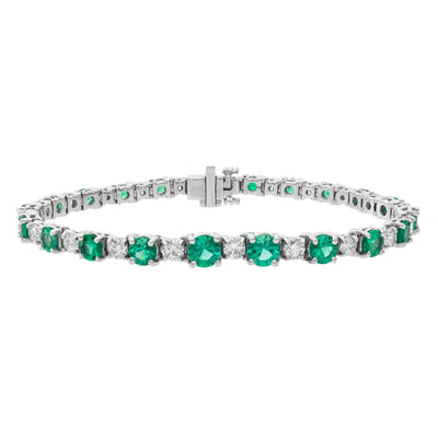 18K WHITE GOLD EMERALD AND DIAMOND BRACELET - Tapper's Jewelry 