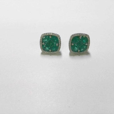18K White Gold Emerald and Diamond  Earrings - Tapper's Jewelry 