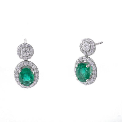 18K WHITE GOLD EMERALD AND DIAMOND EARRINGS - Tapper's Jewelry 