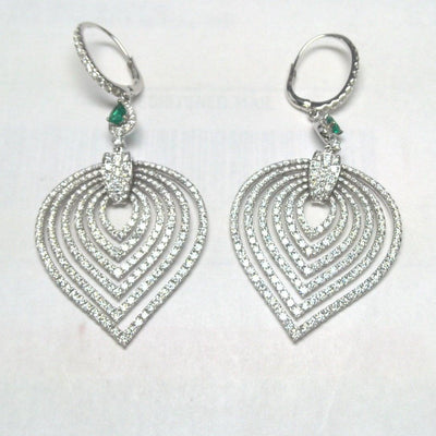 18K White Gold Emerald and Diamond  Earrings - Tapper's Jewelry 